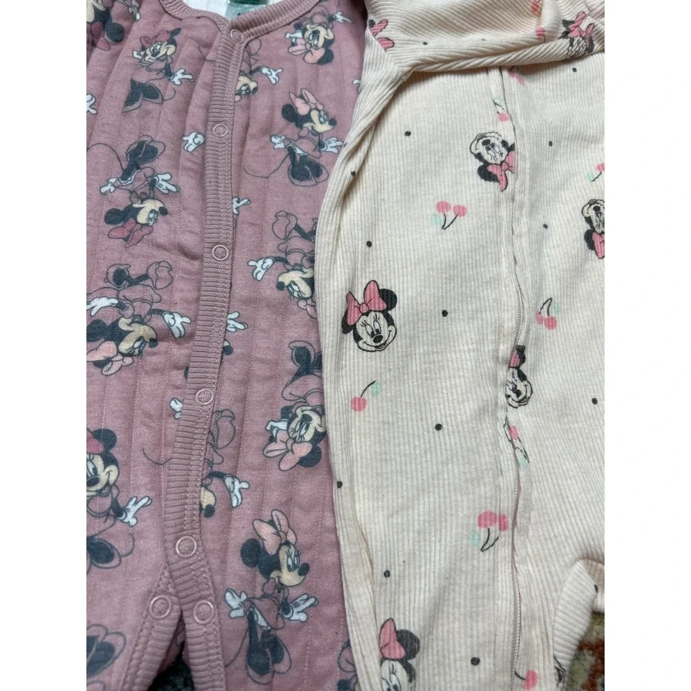 Disney Footed Sleeper Bundle Girls 6-9M Pink Cream Minnie Mouse